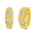 wholesale 925 Sterling Silver Plated Gold Opal Starburst Huggie Hoop Earrings with Cubic Zirconia Accents - 3D Stars Design-0-0
