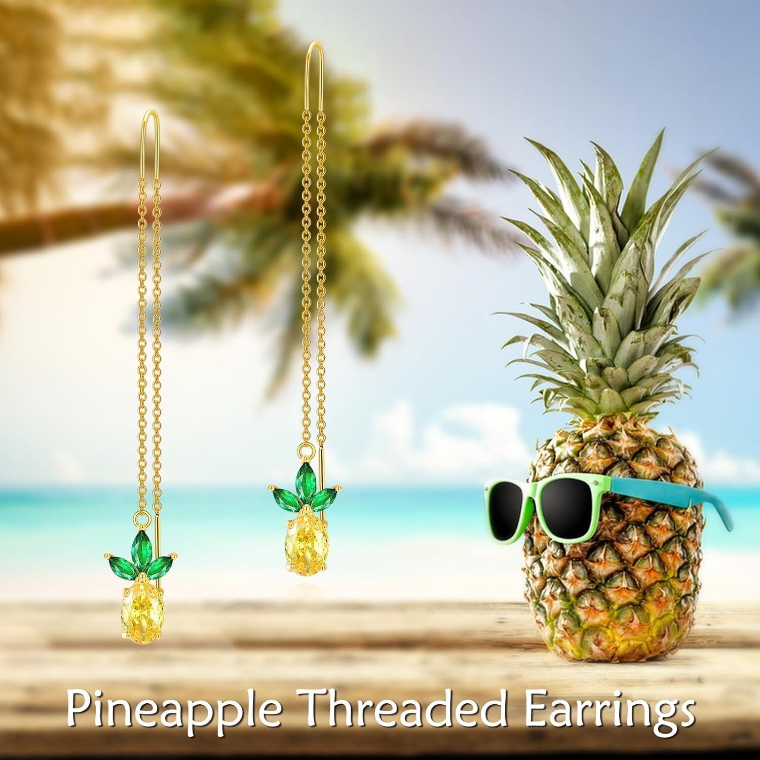 wholesale 925 Sterling Silver Pineapple Ear Thread Earrings for Women-0-3