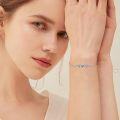 wholesale 925 Sterling Silver Heart-Shaped Blue Flowers Charm Bracelet Jewelry for Women-0-1