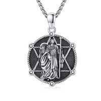 wholesale 925 Sterling Silver Archangel Medals St Pendant Necklace for Men Women-88-St Uriel(round silver)