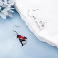 wholesale 925 Sterling Silver Black Penguin Red Scarf Enamel Zircon Drop Earrings-0-3