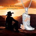 wholesale 925 Sterling Silver Rose Cowboy Boot Pendant Necklace - Western s for Women & Girls-0-2