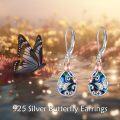 wholesale 925 Sterling Silver Teardrop Butterfly & Flower Drop Earrings w/Abalone Shell and Rose Gold Accents-0-4