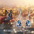 wholesale 925 Sterling Silver Rose Gold Abalone Shell Butterfly Flower Drop Earrings-0-4