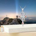 wholesale 925 Sterling Silver Ankh Cross with Garnets & CZs Pendant Necklace-0-3