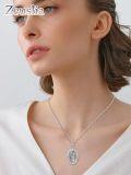 wholesale 925 Sterling Silver Virgin Mary Pendant Necklace with Cubic Zirconia and Chain - Religious Protection  for Women-0-1