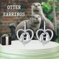 wholesale 925 Sterling Silver Heart Otter Leverback Earrings - Hypoallergenic  for Women & Girls-0-1