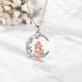 wholesale 925 Sterling Silver Dancing Girl Pendant Necklace with Rose Gold Accents and Moon Design-0-2
