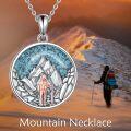 wholesale 925 Sterling Silver Turquoise Mountain Pendant Necklace with Hiking Figure Gift for Women-0-4