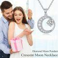 wholesale 925 Sterling Silver 925 Cubic Zirconia Sun and Moon Star Pendant Necklace for Women Girls-0-3