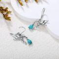 wholesale  Sterling Silver Turquoise Vintage 7 5mm Teardrop Hummingbird Dangle Earrings -0-3