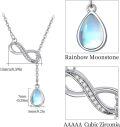 wholesale 925 Sterling Silver Moonstone & Turquoise CZ Infinity Drop Pendant Necklace-0-4