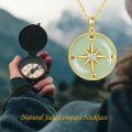 wholesale 14K Gold Plated 925 Sterling Silver Jade Compass Necklace for Women, 1.05 Pendant with 18+2 Chain, Hypoallergenic Gift for Mom Wife Sister-0-3