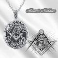 wholesale 925 Sterling Silver Masonic Memento Mori Skull Pendant Necklace for Men-0-1