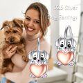 wholesale 925 Sterling Silver Leverback Earrings with Dog and Heart Design for Women-0-2