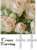 wholesale 925 Sterling Silver White Opal Flower Cross Drop Earrings for Women-0-5