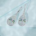 wholesale 925 Sterling Silver Teardrop Dragonfly Inlay Abalone Shell Drop Earrings s for Women-0-4