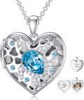wholesale 925 Sterling Silver 925 Blue Topaz Heart Locket Necklace for Women - Personalized -0-0