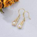 wholesale 14K Gold Celtic Knot Pearl Drop Dangle Earrings Irish for Her-0-2