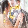 wholesale 14K Gold Moissanite Huggie Hoop Earrings (2 x 3 mm)-0-5