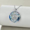 wholesale 925 Sterling Silver Blue Crystal Tree of Life Pendant Necklace for Women-0-2