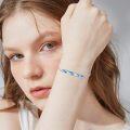 wholesale 925 Sterling Silver Blue Enamel Wave Design Adjustable Celtic Moon Bracelet - Irish  for Women-0-3