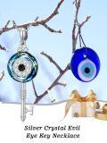 TOUPOP Sterling Silver Crystal Evil Eye Key Necklace Protection Amulet Gift-0-2