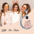 wholesale 925 Sterling Silver Moon Pendant with Three Girls Hugging and Black Cubic Zirconia - Sister Gift Friendship Jewelry-0-1