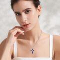wholesale 925 Sterling Silver & Lapis Lazuli Celtic Cross Trinity Knot Pendant Necklace-0-3