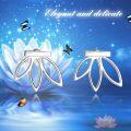 wholesale 925 Sterling Silver Minimalist Lotus Leaf Stud Earrings for Women Girls Gift Ideas-0-5