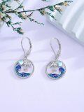 TOUPOP Sterling Silver Moonstone Palm Tree Wave Leverback Ocean Beach Earrings-0-1