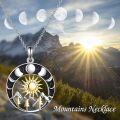 wholesale 925 Sterling Silver Nature Sun & Moon Mountain Pendant Necklace for Women-0-5
