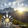 wholesale 925 Sterling Silver Nature Sun & Moon Mountain Pendant Necklace Wholesale for Women-0-5