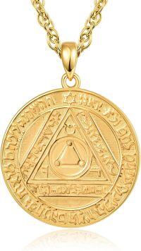 wholesale Gold 925 Sterling Silver Onyx Witchy Pendant with Witches Knot and Tetragrammaton Symbol for Triple Moon Goddess Magic Jewelry-C-Seal of Solomon(GOLD)