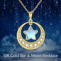 wholesale 10K Golden 10K Gold Moonstone Star Pendant Necklace for Women's Gifts-0-4