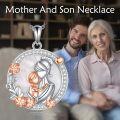 wholesale 925 Sterling Silver Mother & Son Forever Love Pendant with Shell Gemstone - Perfect Gift for Mom (18)-0-1