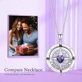 wholesale 925 Sterling Silver 12 Birthstones Nautical Compass Necklace for Women-0-2