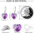 wholesale 925 Sterling Silver Purple Heart Crystal Tree of Life Dangle Earrings for Women-0-4