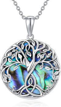 wholesale 925 Sterling Silver Abalone Shell Tree of Life Pendant Necklace Celtic Knots s for Women-Abalone Shell Celtic Knot Tree Pendant