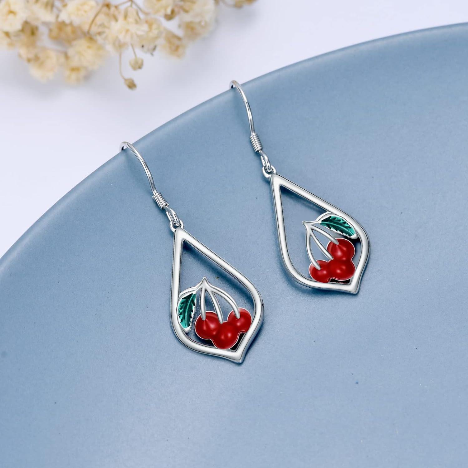  Metal Sterling Silver Stone Flower Dangle Drop Earrings for Women Mom Leverback Jewelry Gifts -0-2