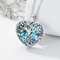 wholesale 925 Sterling Silver Heart Tree of Life Locket Necklace with Abalone Shell - 0.91 x 0.79 - 18+2 Chain - Gift for Women-0-1