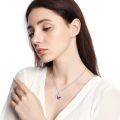 wholesale 925 Sterling Silver Pink Crystal Butterfly Heart Pendant Necklace for Women-0-5