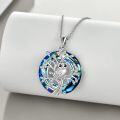wholesale 925 Sterling Silver Blue Crystal Tree of Life Owl Urn Pendant Necklace with Funnel and Fill Tool-0-2