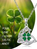wholesale 925 Sterling Silver Green Clover Celtic Knot Pendant Necklace for Women-0-4