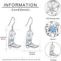 wholesale 925 Sterling Silver Metal Cowboy Boots Dangle Earrings with Blue Stones - Western Style Nashville Country  for Her-0-5