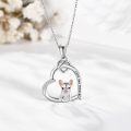 wholesale 925 Sterling Silver French Bulldog Love You Forever Heart Pendant Necklace-0-2