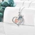 wholesale 925 Sterling Silver Heart Pendant with Giraffe and Girl Keepsake Necklace for Women-0-3