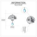 wholesale 925 Sterling Silver Fan-shaped Floral Drop Earrings with Moonstone and Cubic Zirconia-0-3