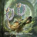 wholesale 925 Sterling Silver Dragon Head Gold Horns Hoops for Women/Men Gothic Punk Rock Jewelry 3cm Diameter-0-2