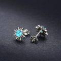 wholesale 925 Sterling Silver Turquoise Celestial Stud Earrings - Blue Stone Earings for Women Gifts-0-2
